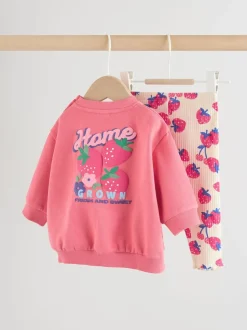 Rood aardbei - Baby Sweatshirt and Leggings 2 Piece Set (0mths-2yrs)