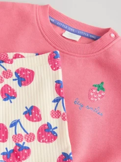 Rood aardbei - Baby Sweatshirt and Leggings 2 Piece Set (0mths-2yrs)