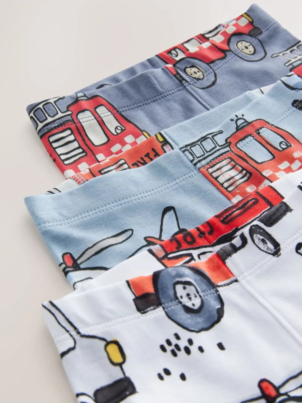 Rood/ blauw met hulpverleningsvoertuig - Mini Knusse Pyjama's 3 Set (9mnd-10jr)