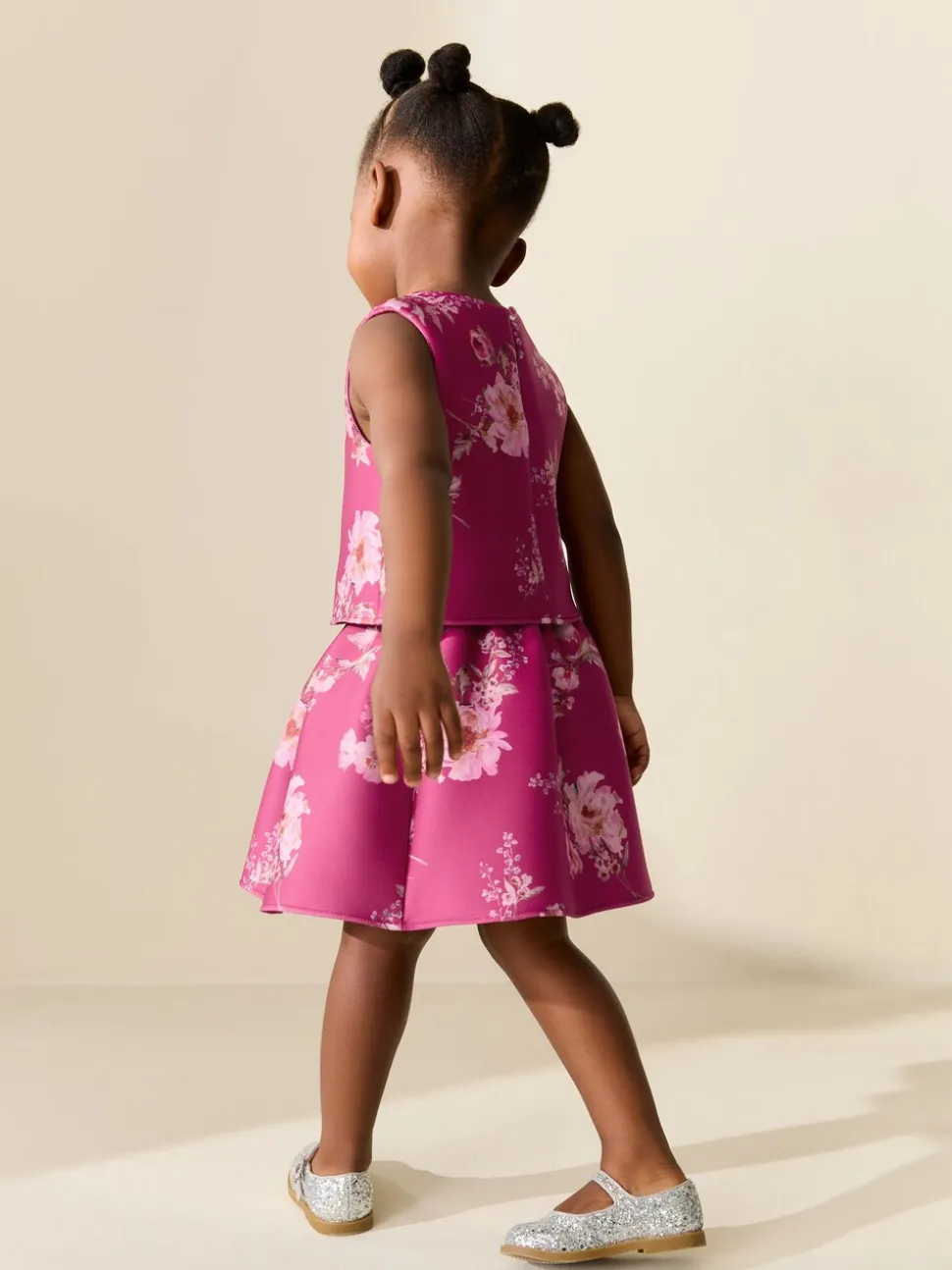 Rood bloemmotief - Set van scuba top en rok (3mnd -7jr)