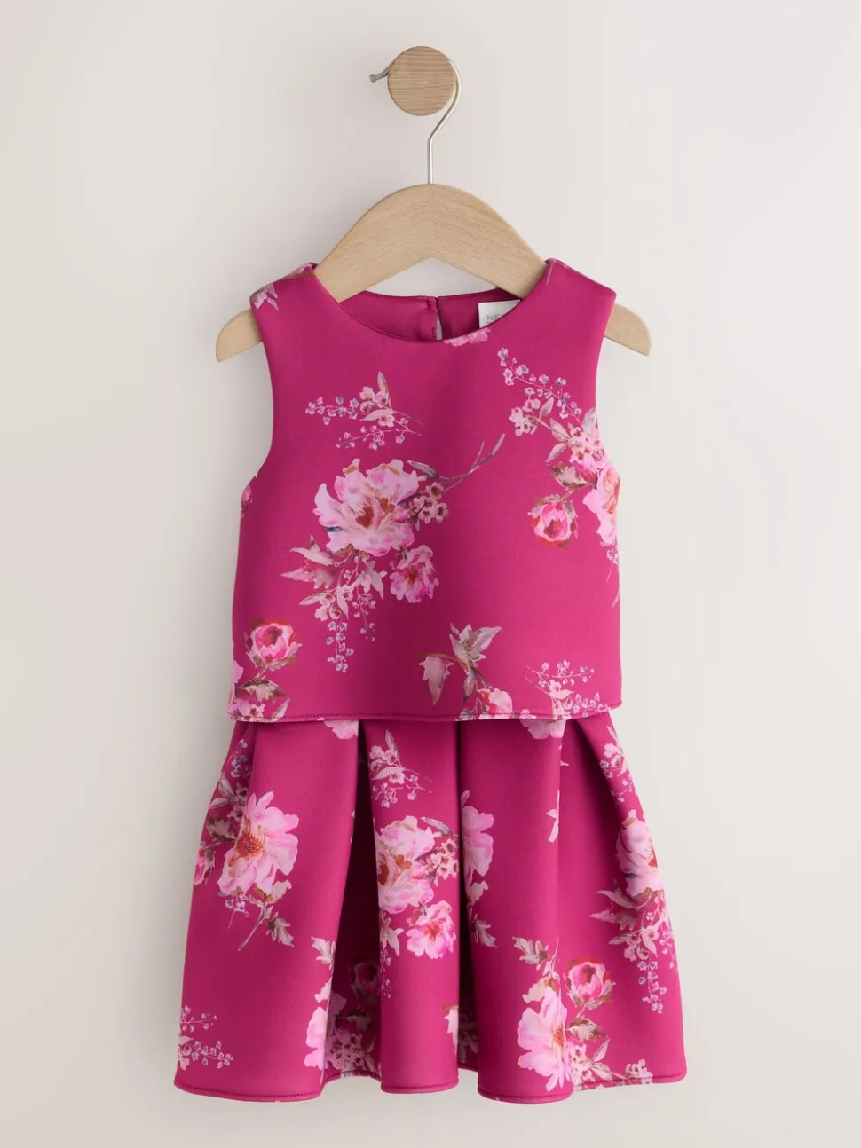 Rood bloemmotief - Set van scuba top en rok (3mnd -7jr)