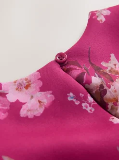 Rood bloemmotief - Set van scuba top en rok (3mnd -7jr)