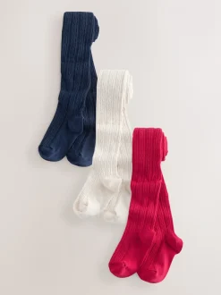 Rood, Crème en marineblauw - Verpakking van 3 kabelmaillots met hoog katoengehalte