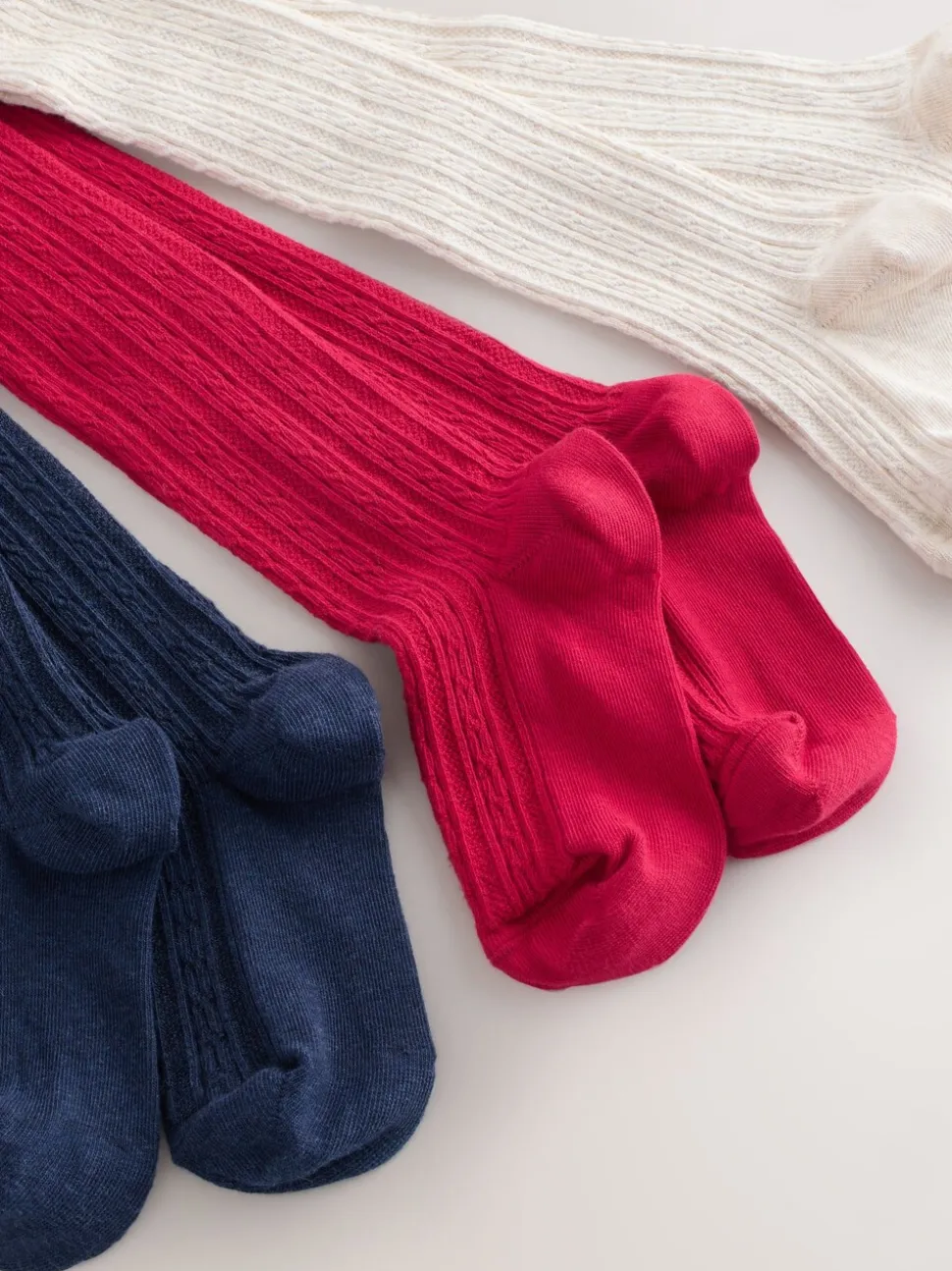 Rood, Crème en marineblauw - Verpakking van 3 kabelmaillots met hoog katoengehalte