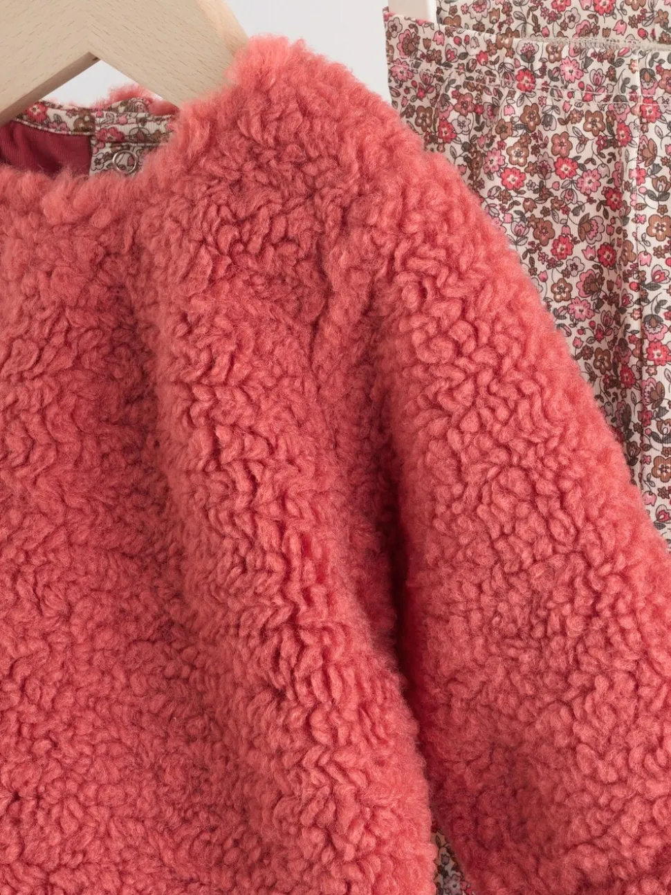 Rood gebloemd - 2 -delige Set van Fleece Tops en Leggings voor Baby''s (0mnd-2jr)