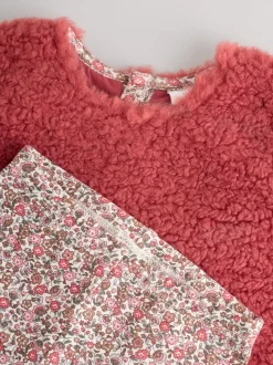 Rood gebloemd - 2 -delige Set van Fleece Tops en Leggings voor Baby''s (0mnd-2jr)