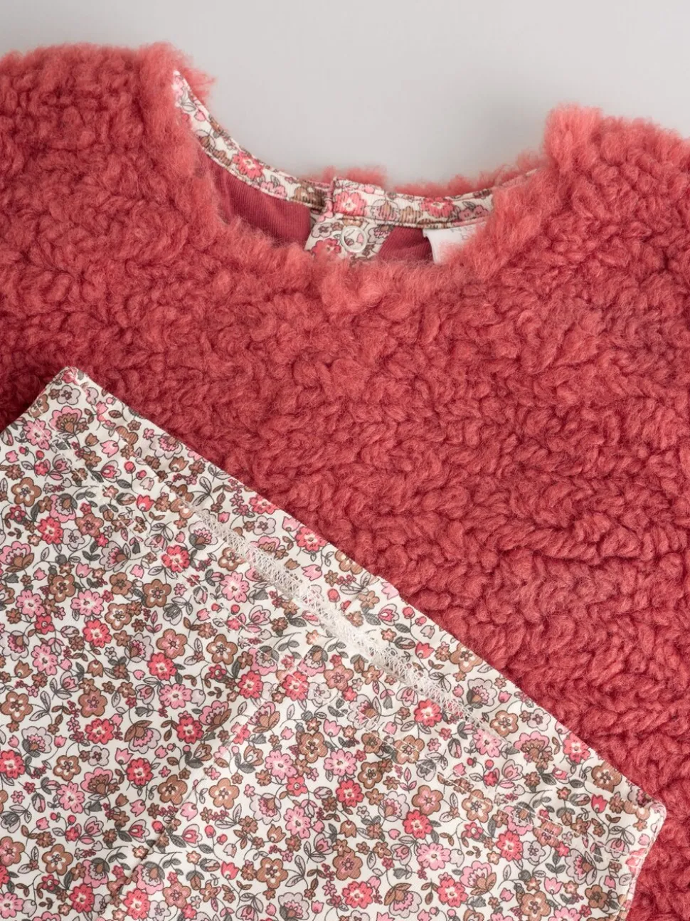 Rood gebloemd - 2 -delige Set van Fleece Tops en Leggings voor Baby''s (0mnd-2jr)