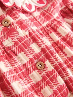 Rood geruit - Zomerjurk met kraag (3mnd -7jr)