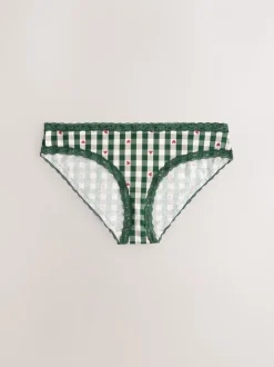 Rood hart/groene ruit - Katoenen kanten slipjes 4 stuks