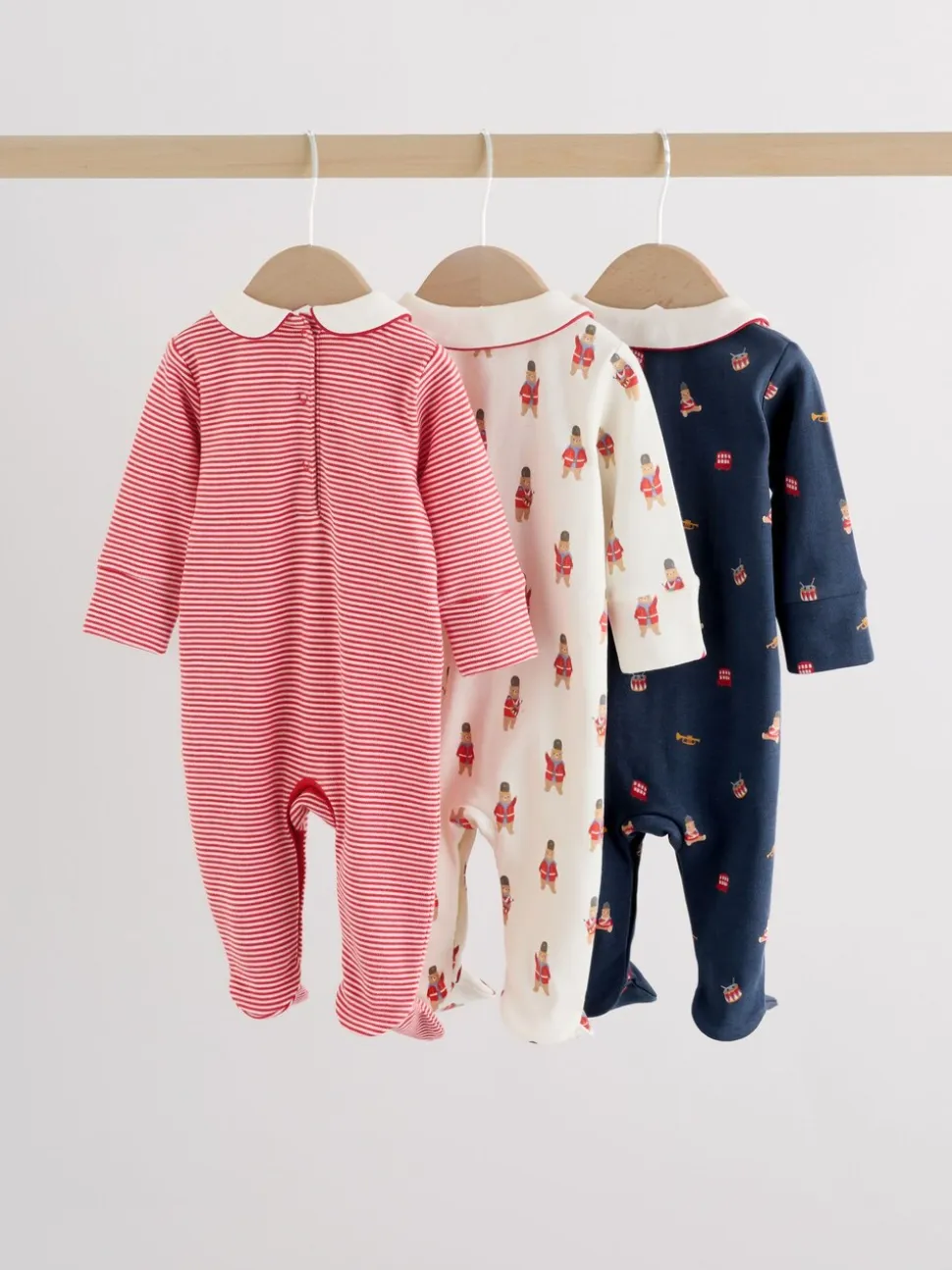 Rood met beer - Verpakking van 3 babypyjama's (0-2jr)
