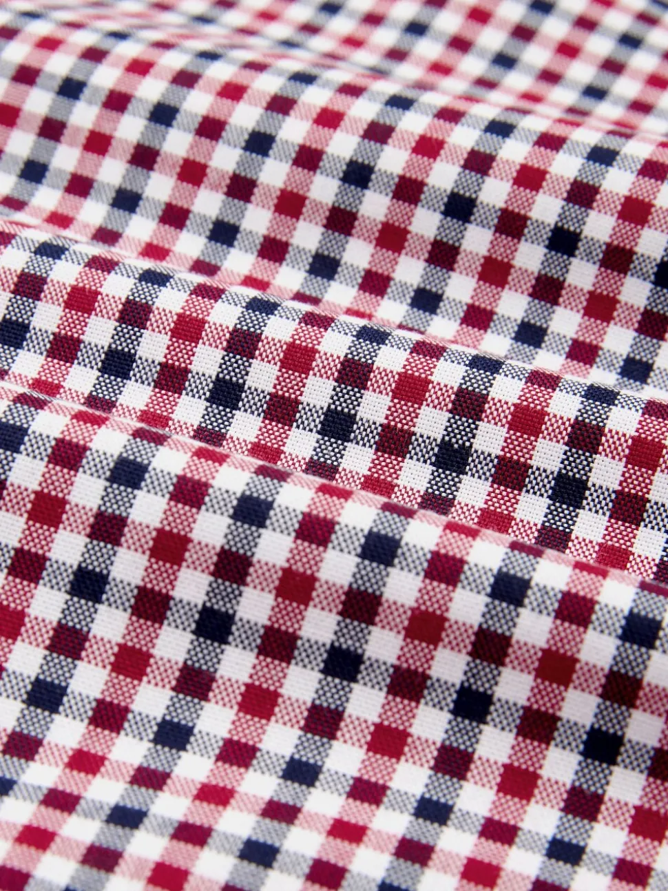 Rood met gingham-ruitje - Strijvrij Oxford overhemd met korte mouwen en knopen