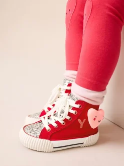 Rood met hartjesprint - Hoge sneakers