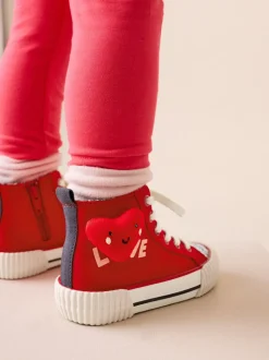 Rood met hartjesprint - Hoge sneakers