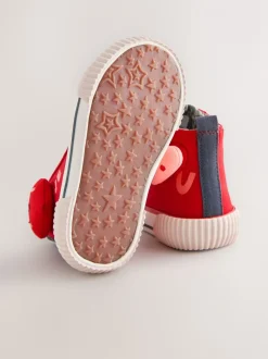 Rood met hartjesprint - Hoge sneakers