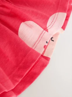 Rood met hartjesprint - T-shirt met peplum en korte mouwen (3mnd -7jr)
