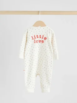 Rood met hartjesprint - Verpakking van 3 babyslaappakjes met tweewegrits (0 mnd - 3 jr)