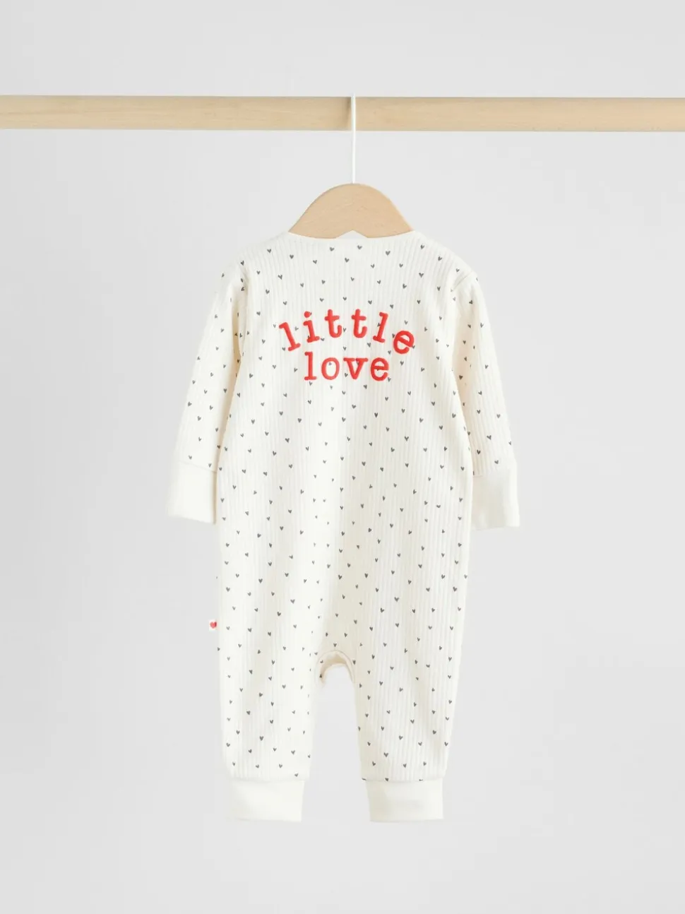 Rood met hartjesprint - Verpakking van 3 babyslaappakjes met tweewegrits (0 mnd - 3 jr)
