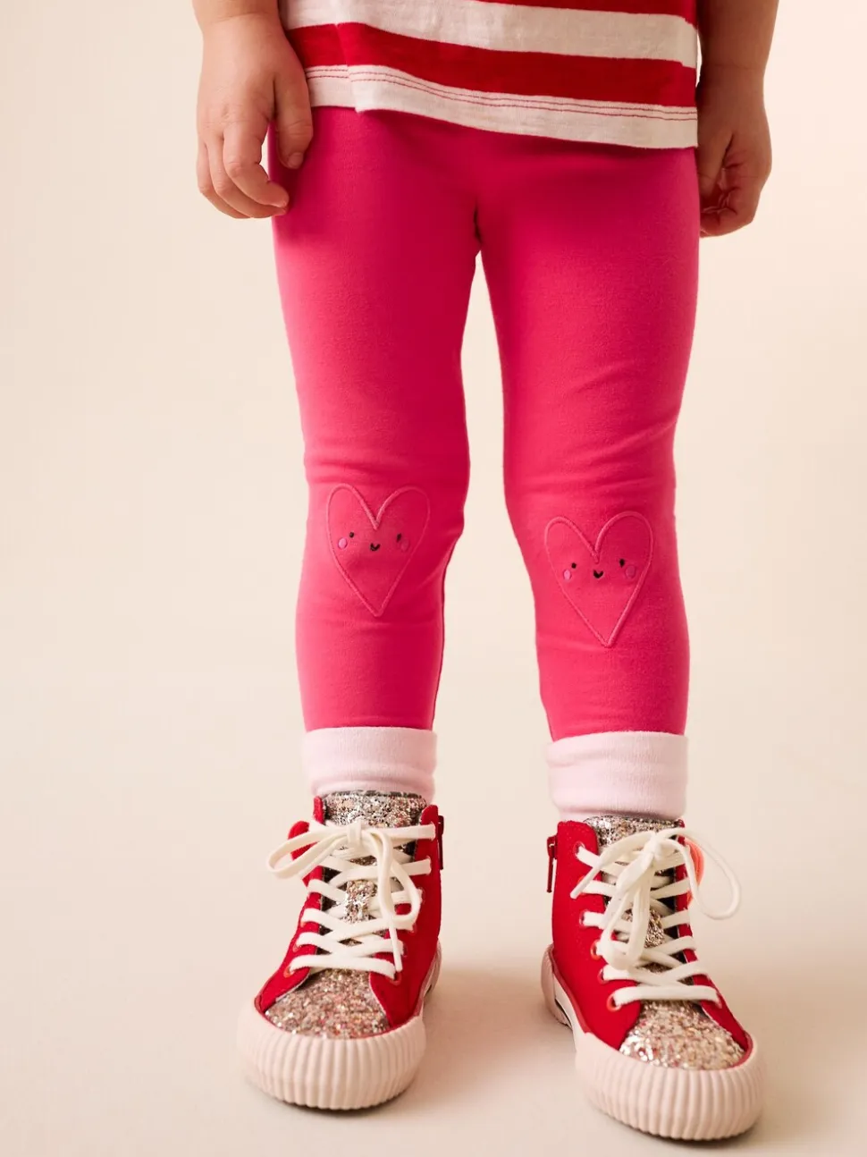 Rood met hartjesprint - Versierde leggings (3 mnd-7 jr)