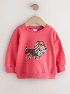 Rood met hond - Sweatshirt met ronde hals (3 mnd-7 jr)