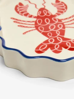 Rood opbergdienblad met kreeft Print