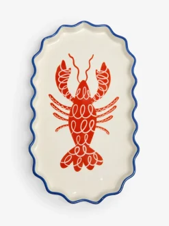 Rood opbergdienblad met kreeft Print