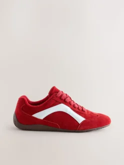 Rood suède - Forever Comfort® Leather Slimsole Lace-Up Trainers