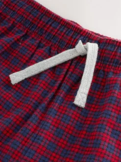 Rood/blauw - Set van 2 geweven geruite pyjama's met lange mouwen (3-16jr)