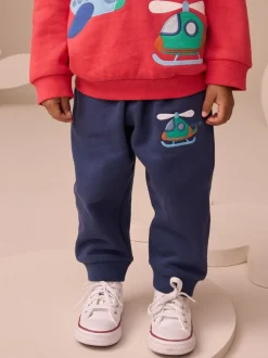 Rood/Blauw appliqué transport - Set met hoodie en joggingbroek (3 mnd - 7 jr)