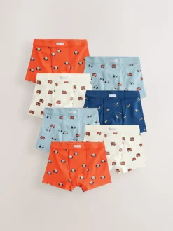 Rood/blauw met hulpvoertuigenprint - Verpakking van 7 boxershorts (1,5 - 12 jr)