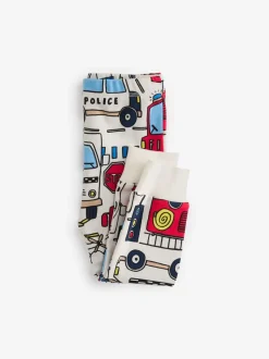 Rood/blauw met hulpvoertuigenprint - Mini Knusse Pyjama's 3 Set (9mnd-10jr)