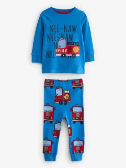 Rood/blauw met hulpvoertuigenprint - Mini Knusse Pyjama's 3 Set (9mnd-10jr)