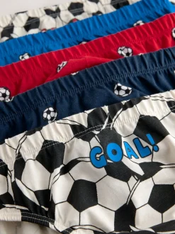 Rood/blauw voetbal - 100% katoenen bedrukte onderbroeken set van 5 (1.5-10jr)