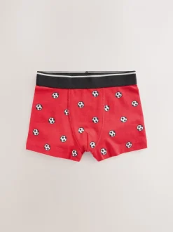Rood/blauw voetbal - Junior karakter trunks 5 verpakking (1,5-16jr)