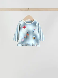 Rood/blauw/crème - 6 -delige set van top met lange mouwen en leggings (0mnd -3jr)