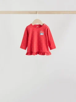 Rood/blauw/crème - 6 -delige set van top met lange mouwen en leggings (0mnd -3jr)