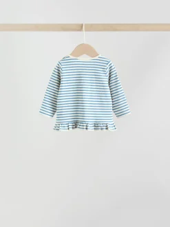 Rood/blauw/crème - 6 -delige set van top met lange mouwen en leggings (0mnd -3jr)