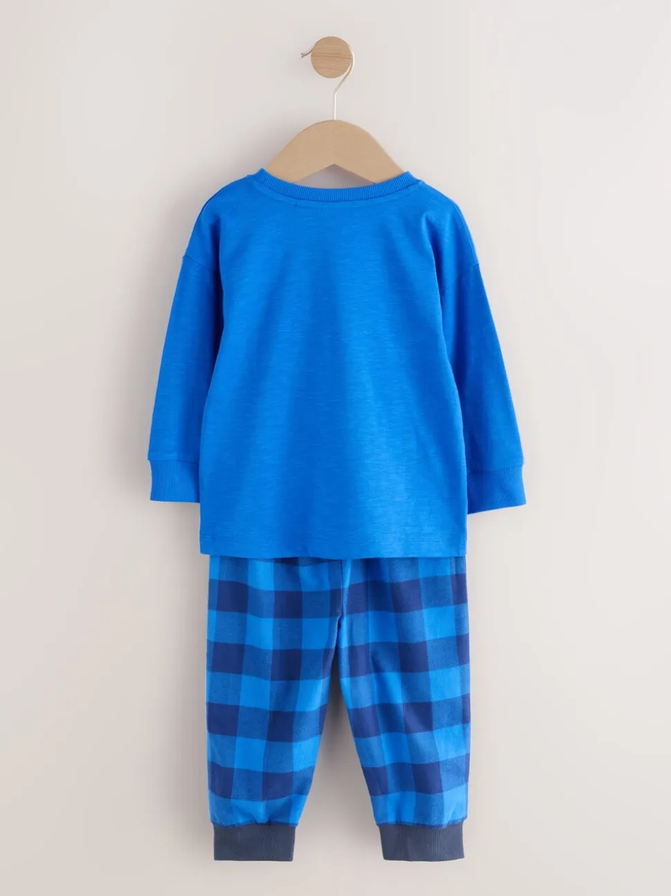 Rood/blauw/groen geruite dinosaurus - Pyjama met geweven onderkant 3 Pack (9mths-12yrs)