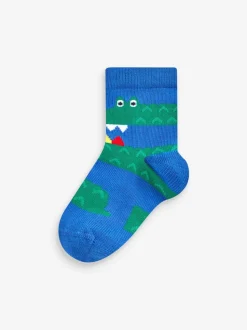 Rood/blauw/groen met dierenprint - Verpakking van 7 paar sokken met hoog aandeel katoen