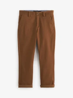 Roodbruin/lichtbruin - Stretchy chino's (3-17jr)