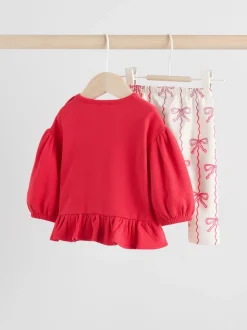 Rood/crèmekleurig - Baby Strik Sweater en Leggings Set 2 Pieces (0mnd-2jr)