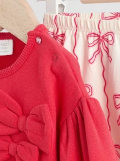 Rood/crèmekleurig - Baby Strik Sweater en Leggings Set 2 Pieces (0mnd-2jr)