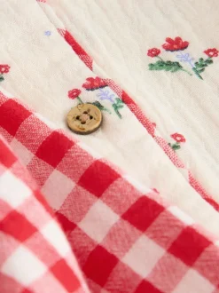 Rood/crèmekleurig - Geweven pyjama met knopen (9 mnd-10 jr)
