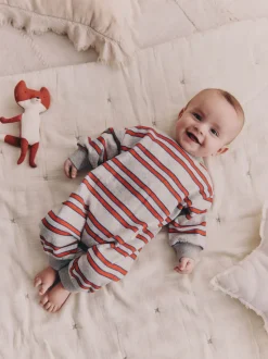 Rood/grijs gestreept - Baby joggingromper (0mnd-3jr)