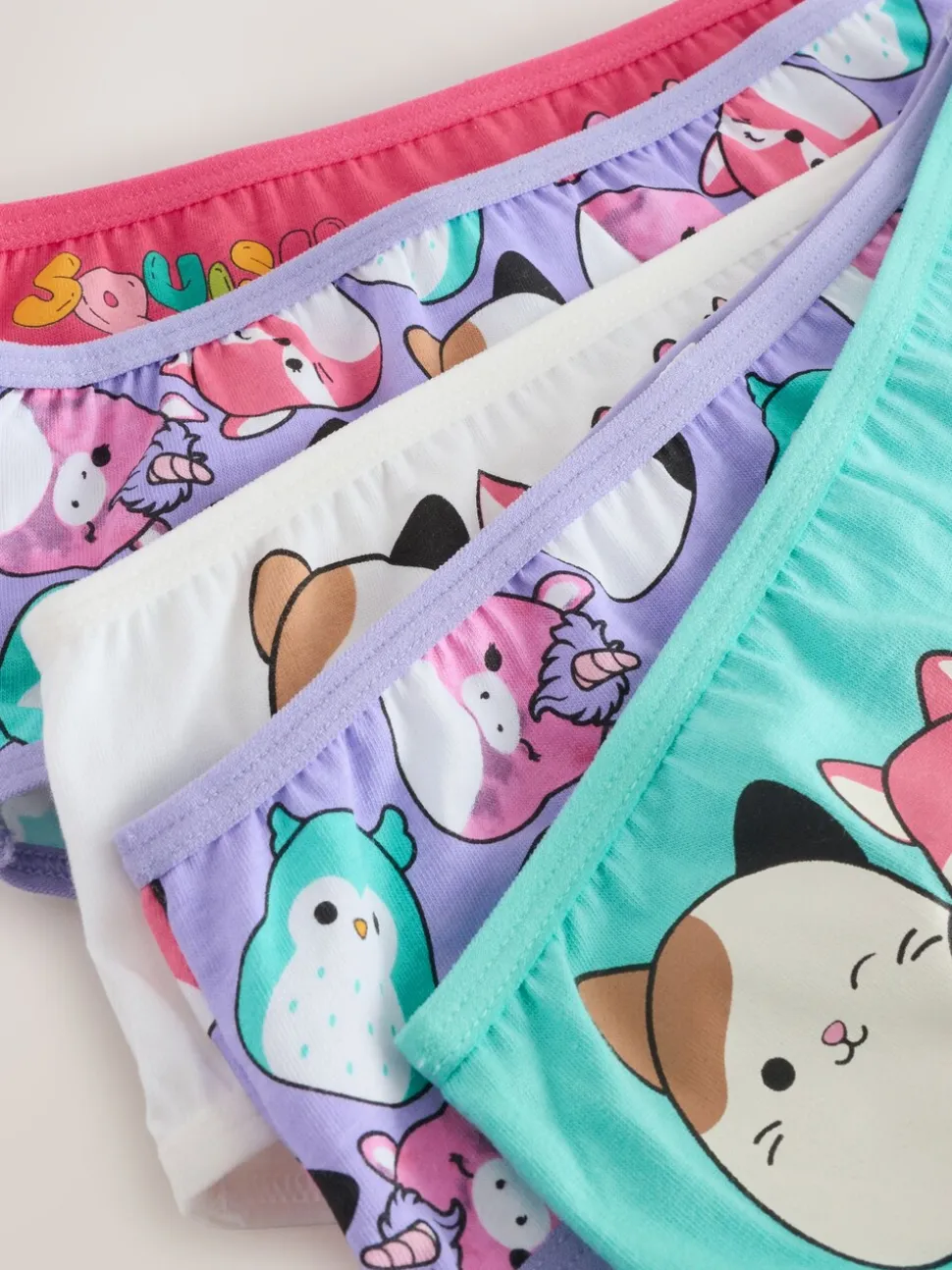Rood/groen - 100% katoenen Squishmallow Onderbroeken set van 5 (5-14jr)