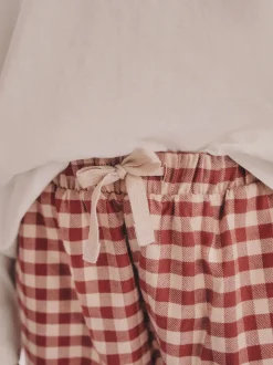 Rood/groen - Set van 2 ruit pyjama's met geweven onderkant (3-16jr)