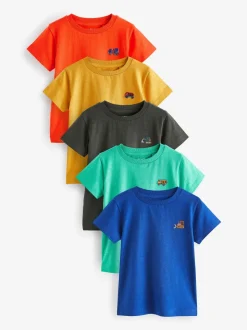 Rood/groen - Set van 5 T-shirts met korte mouwen (3mnd-7jr)