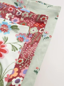 Rood/groen met bloemenprint - Verpakking van 3 knusse pyjama's (9 mnd-10 jr)