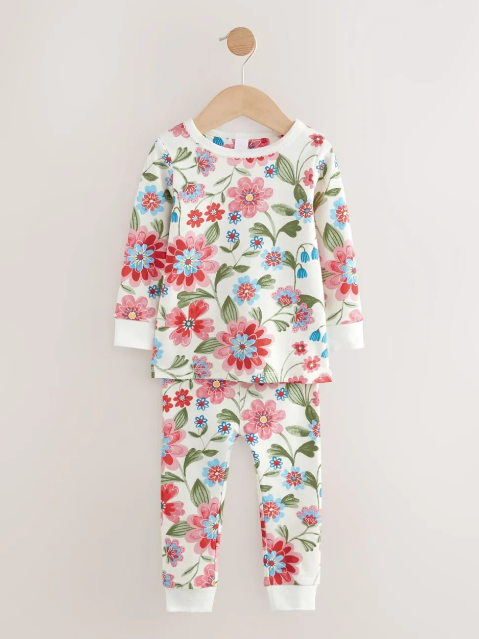 Rood/groen met bloemenprint - Verpakking van 3 knusse pyjama's (9 mnd-10 jr)