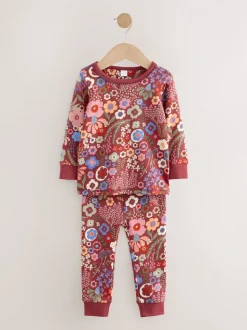 Rood/groen met bloemenprint - Verpakking van 3 knusse pyjama's (9 mnd-10 jr)