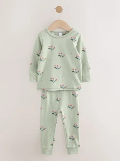 Rood/groen met bloemenprint - Verpakking van 3 knusse pyjama's (9 mnd-10 jr)